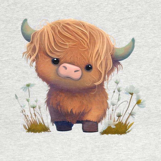 Highland Cow Cute Brown Fluffy by peachycrossing